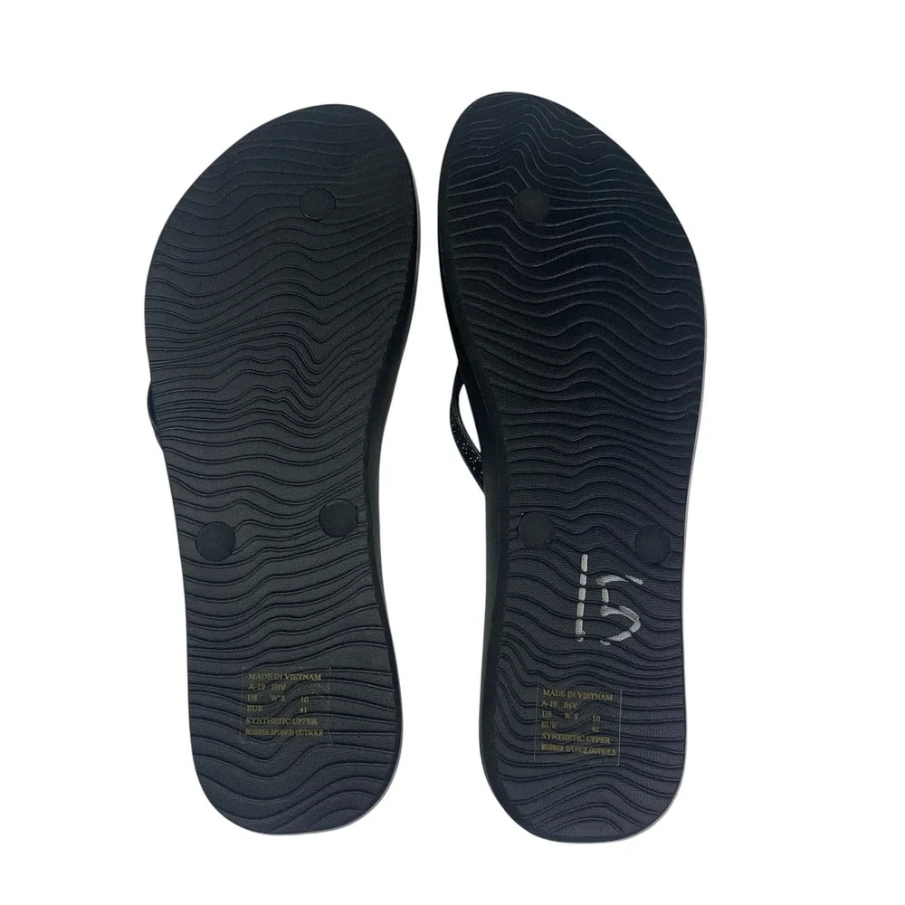 NWT Reef Cushion Bounce Stargazer Black Glitter Flip Flops Sandals Size 10 - Picture 2 of 5